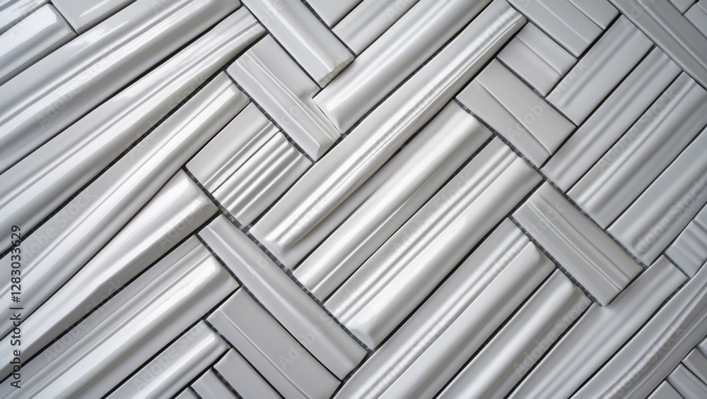 Poster metallic woven texture background with shiny silver diagonal strips in a basket weave pattern