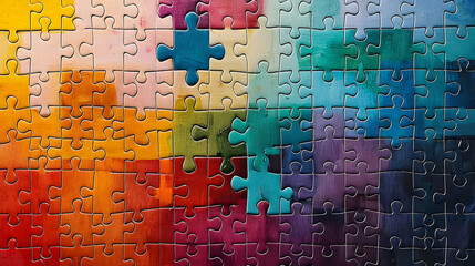 Colorful Puzzle with Missing Pieces Representing Problem Solving and Connection