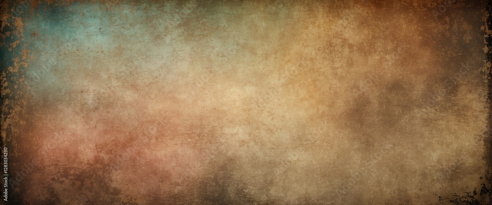 Poster textured vintage background with abstract colorful gradients and a distressed appearance in earthy t
