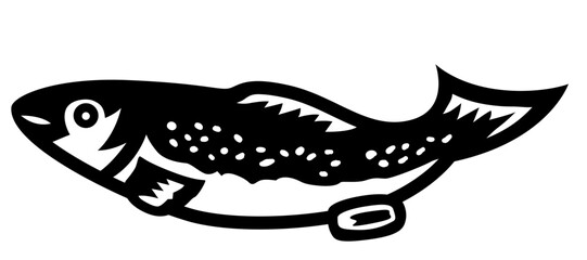 魚介の白黒シルエットイラスト fish silhouette design vector art illustration
