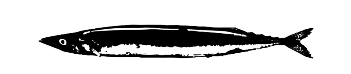 魚介の白黒シルエットイラスト fish silhouette design vector art illustration