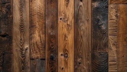 Textured wooden wall paneling in various shades of brown showcasing natural wood grain patterns