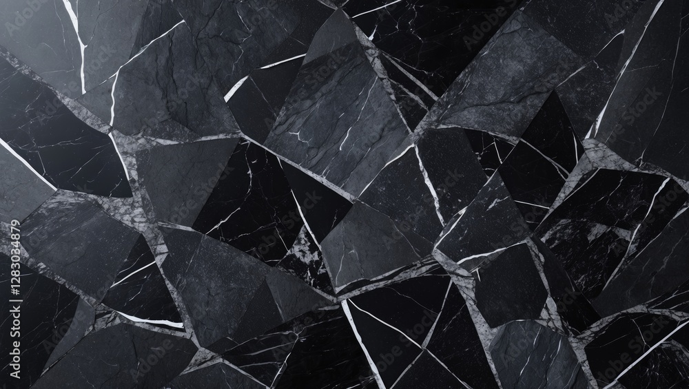Poster elegant black marble textured wall background featuring intricate patterns and contrasting white vei