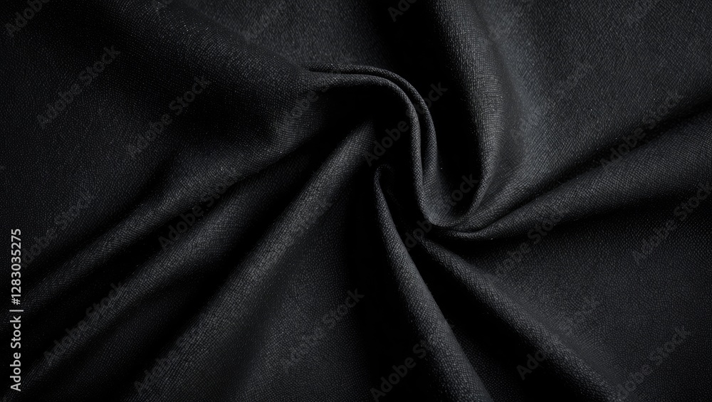 Poster shaded black cotton drill fabric texture with a smooth black canvas backdrop for elegant design appl