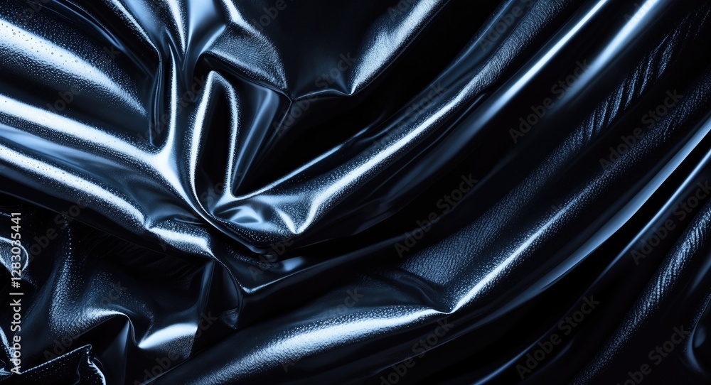 Aufkleber polished black aluminum with shiny stainless steel texture creating a dramatic and fluid surface pat