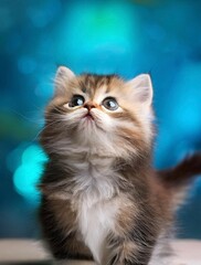 上を見上げる可愛い子猫