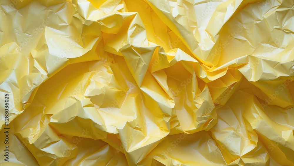 Poster crumpled textured yellow paper background for use in graphic design and artistic projects