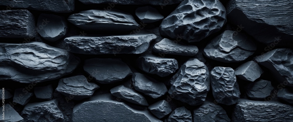 Fototapete Dark textured stone wall surface with intricate details providing an abstract background for creative projects and design elements.