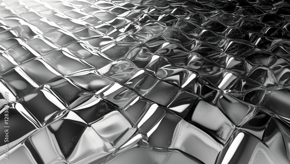 Aufkleber textured metallic surface with reflective panels and a glossy finish showcasing intricate geometric 