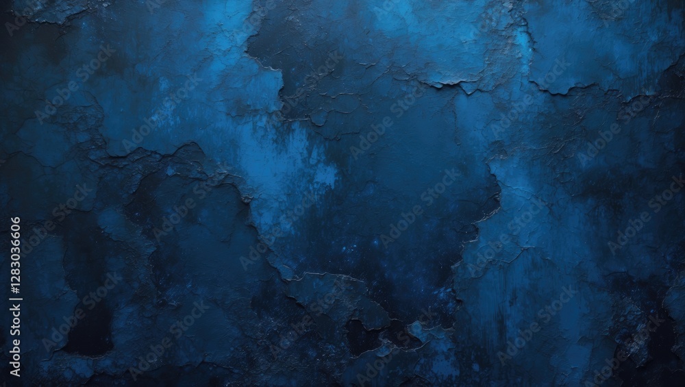 Poster textured blue abstract wall surface with darker patches and variations in color creating depth and d