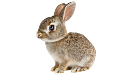 Cute rabbit sitting with alert expression