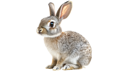 Cute rabbit sitting quietly in a grassy field