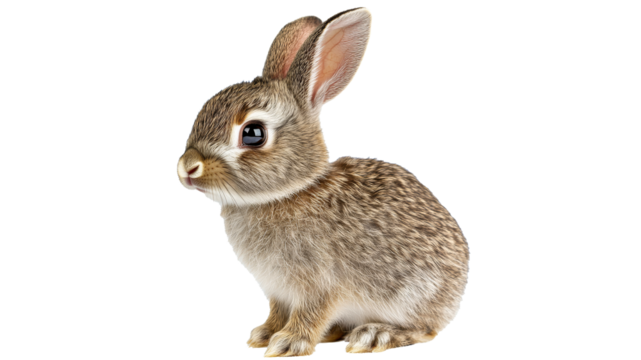 Cute rabbit sitting with alert expression