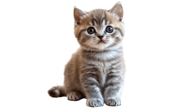 Cute kitten posing with curious expression