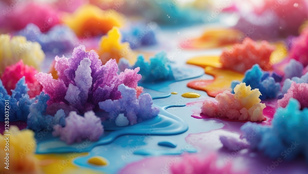 Poster vibrant soft-focus abstract watercolor background with colorful textures and fluid shapes for artist