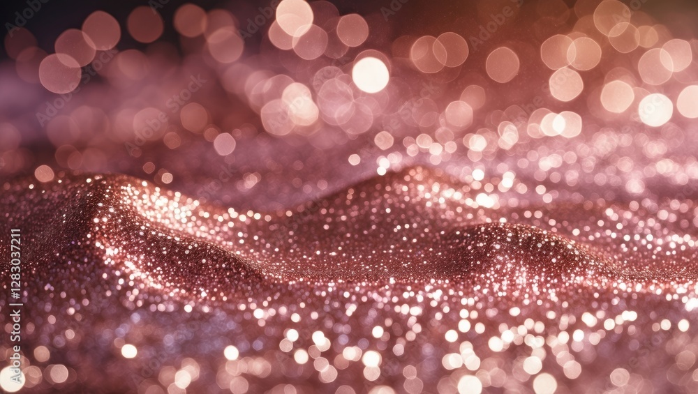 Aufkleber abstract texture of shimmering pink and gold glitter on a soft surface with blurred bokeh lights in 