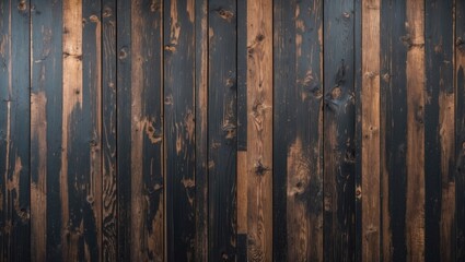 Fototapeta premium Textured black wood background with contrasting dark brown accents for vintage-inspired design and home decor applications.