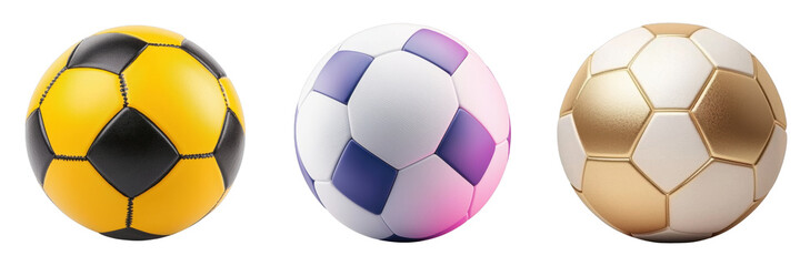 Stylish soccer balls with unique designs and colors