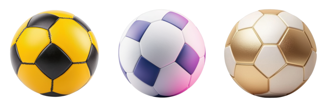Stylish soccer balls with unique designs and colors