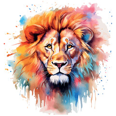 Colorful Lion Illustration Vector Watercolor Sublimation Clipart