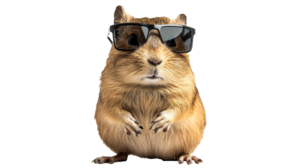 Cool rodent wearing sunglasses strikes a pose
