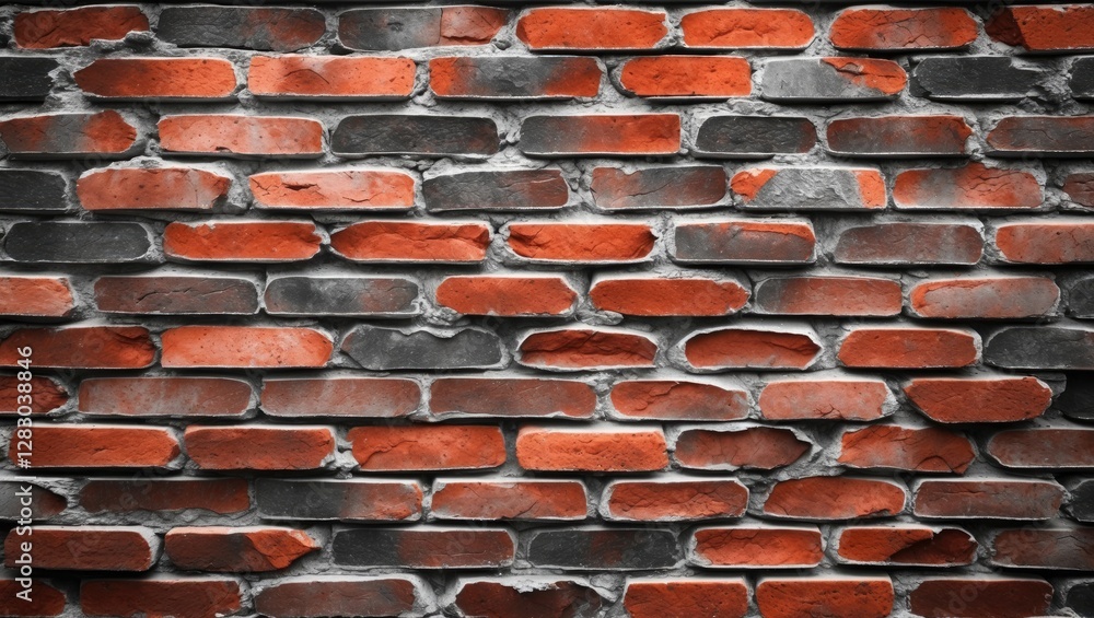 Poster red and gray brick wall texture with irregular patterns and mortar joints visible suitable for backg