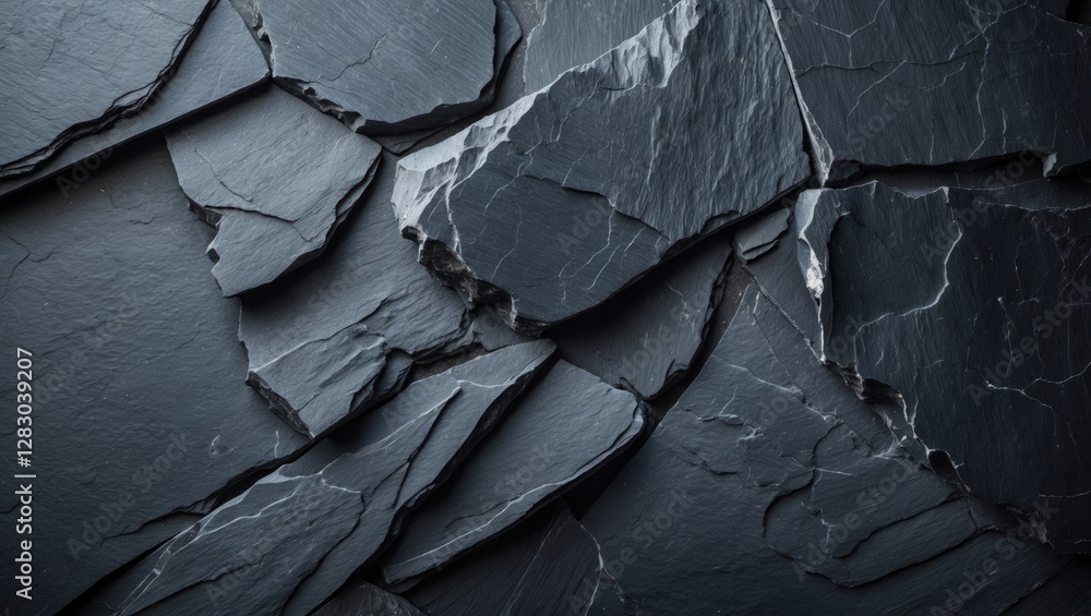 Poster dark slate rock texture with rough surfaces and angular fragments suitable for backgrounds and abstr