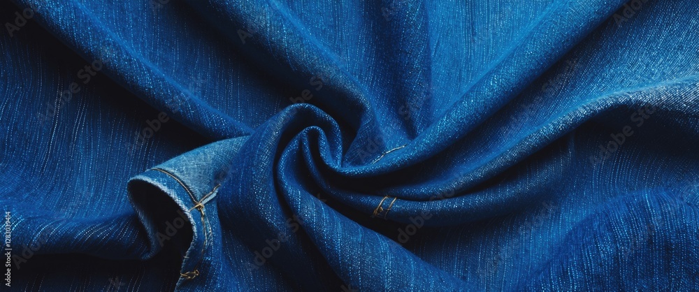 Aufkleber blue denim fabric texture close-up swirl background ideal for textile design or abstract composition