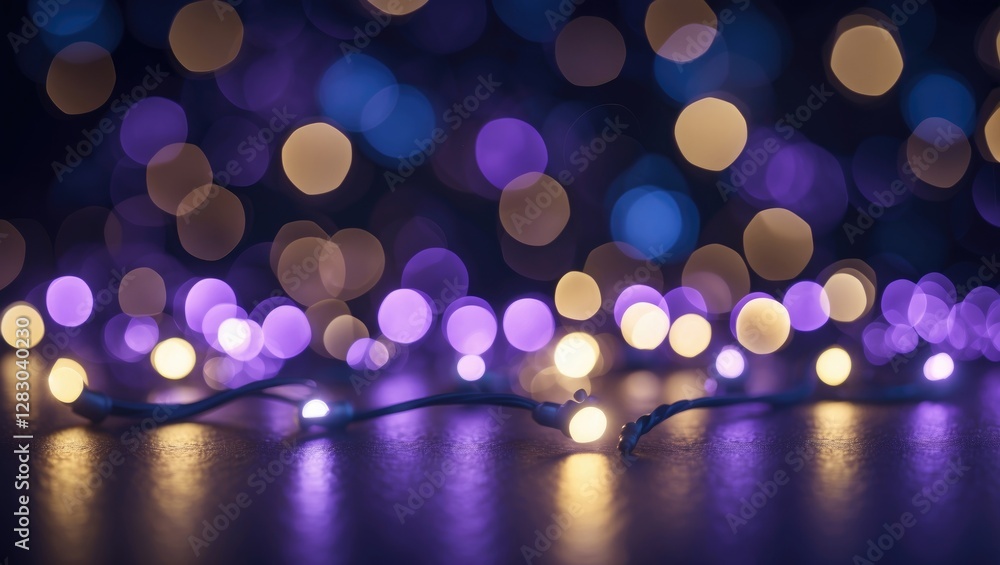 Aufkleber magical bokeh lights background in dark violet and warm tones creating a festive holiday atmosphere 