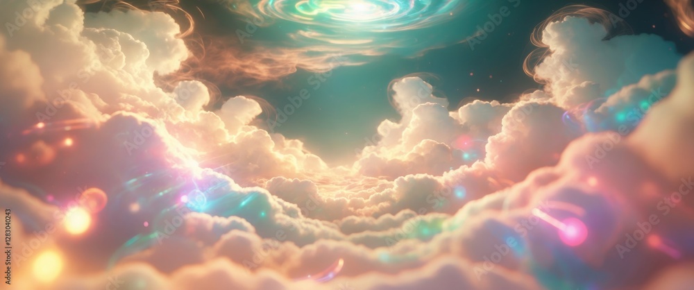 Aufkleber dreamy ethereal clouds with soft pastel colors and luminous effects creating a surreal abstract back