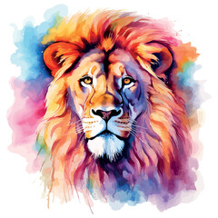 Colorful Lion Illustration Vector Watercolor Sublimation Clipart