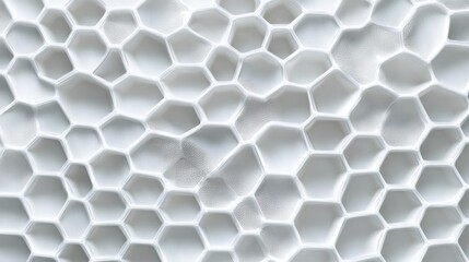 Obraz premium White honeycomb pattern on a 3D futuristic background. The geometric mesh design has hexagon grids, creating a unique and modern wallpaper.