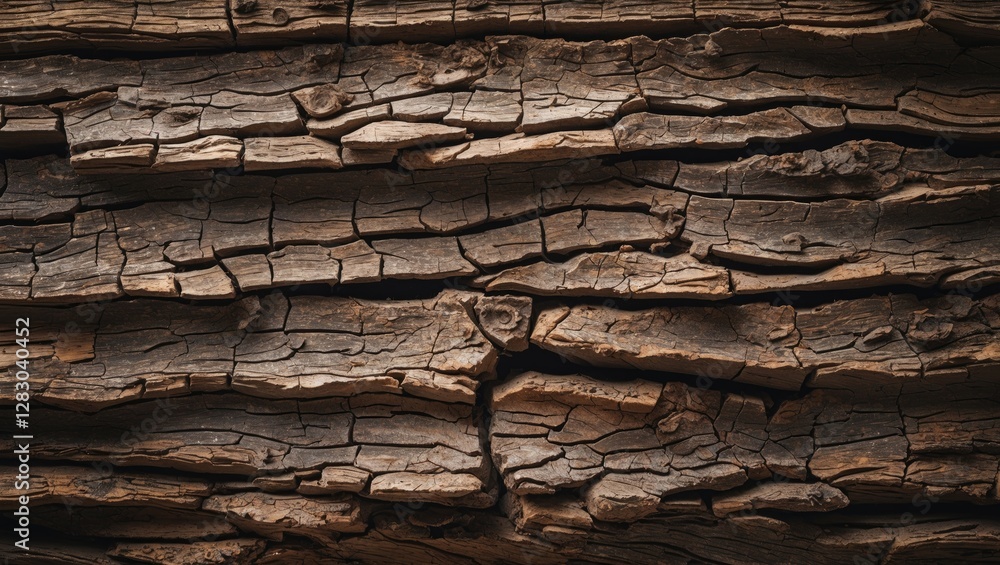Poster old weathered wooden surface with visible cracks and textured pattern in brown tones close-up natura
