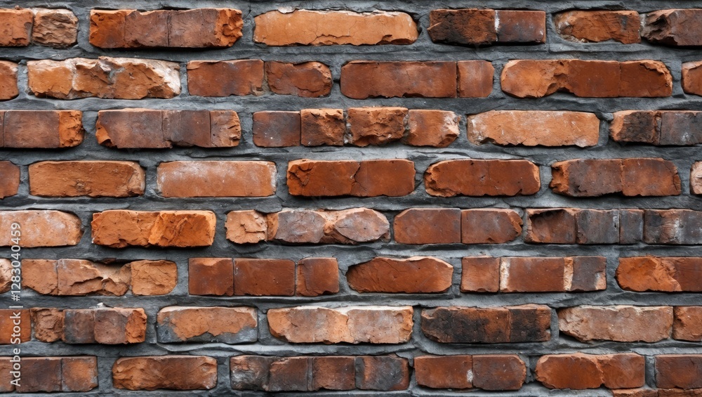 Poster textured red brick wall with varying shades and shapes creating a rustic and detailed background ide