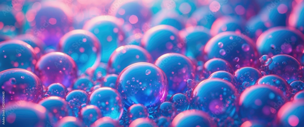 Aufkleber colorful abstract background of glossy bubbles with reflections and light effects in a gradient of b
