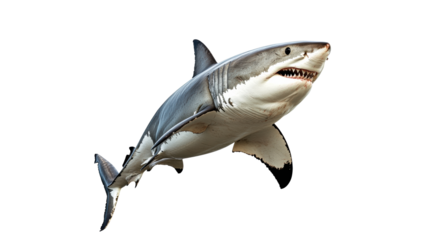 Great white shark breaching near the ocean surface