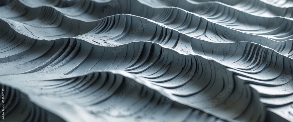 Poster textured surface with flowing wave patterns in soft lighting and muted color tones, showcasing abstr