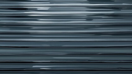 Obraz premium Glossy textured surface with wavy horizontal lines in dark blue and black colors reflecting light