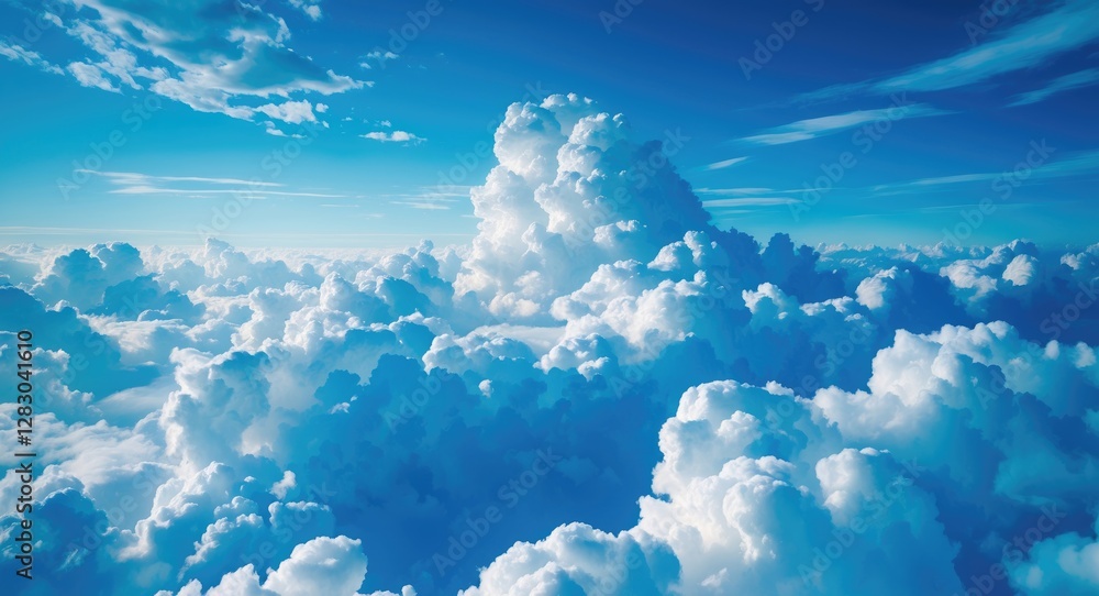 Aufkleber vast blue spring sky with fluffy white clouds creating a serene and uplifting natural backdrop for v