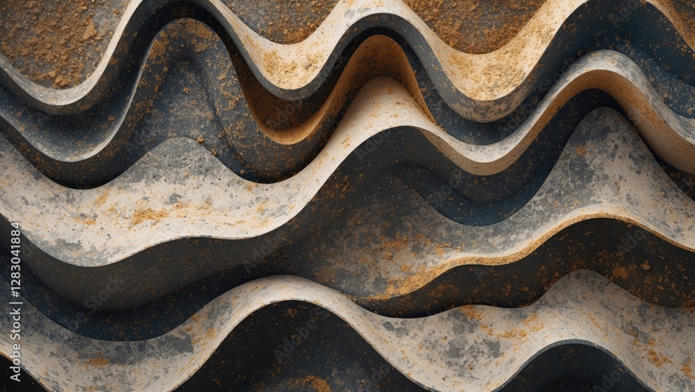 Poster abstract texture of wavy concrete patterns with dirt and grime details in dark and light colors repr