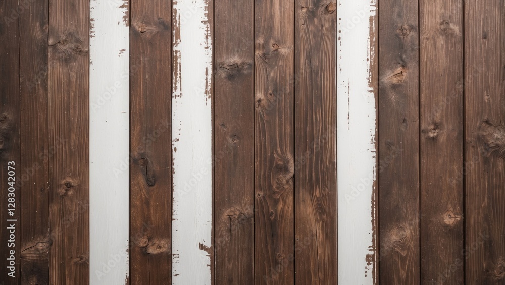 Aufkleber textured brown wooden planks with distressed white paint creating a rustic and vintage background id
