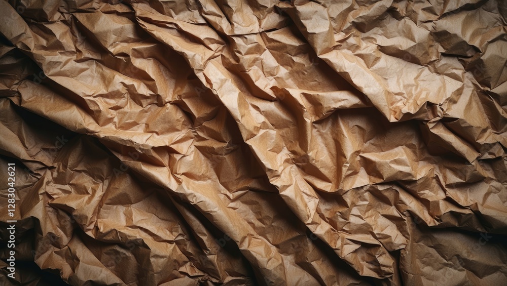Poster brown crumpled paper texture background for design and creative projects featuring vintage aesthetic