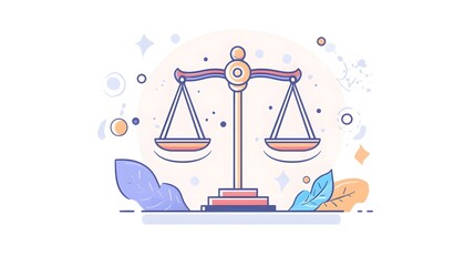 Balanced scales symbolizing justice, colorful abstract background, perfect for legal themes or discussions on fairness.