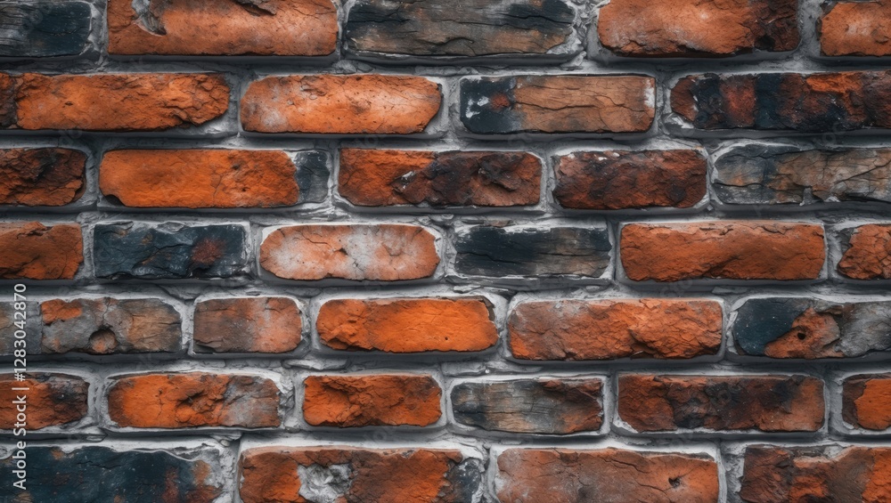 Poster red and black textured brick wall background with irregular patterns and colors in urban architectur