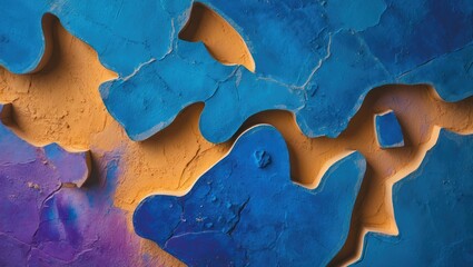 Fototapeta premium Abstract textured background featuring vibrant blue and orange hues with a unique vignette pattern and layered design.