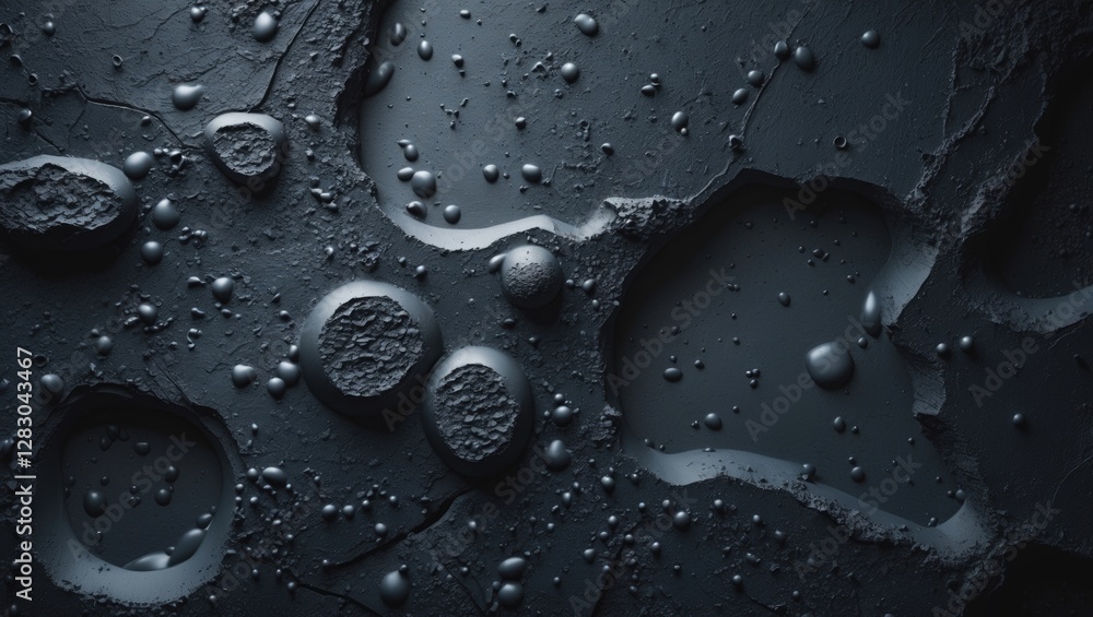 Poster cement textured abstract background featuring dark gray spots and a dynamic interplay of light and s