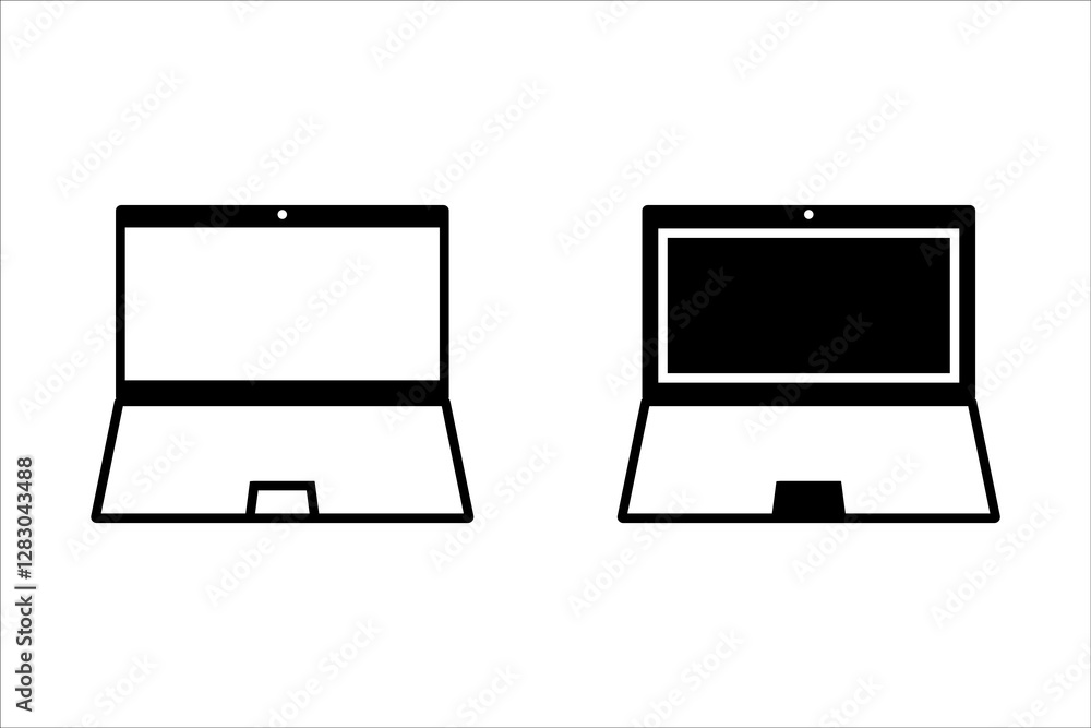 Poster laptop icons set. computer notebook icons on white background