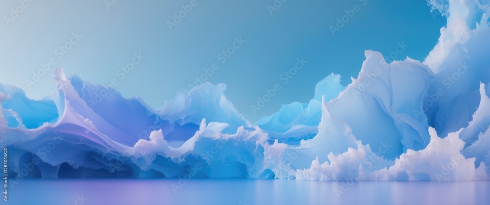 Poster serene blue color gradient background with soft pastel waves ideal for web design, graphic templates