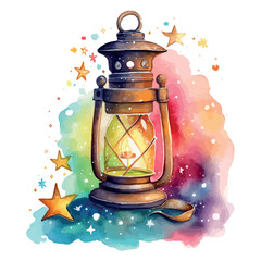 Magic Lantern Illustration Vector Watercolor Sublimation Clipart