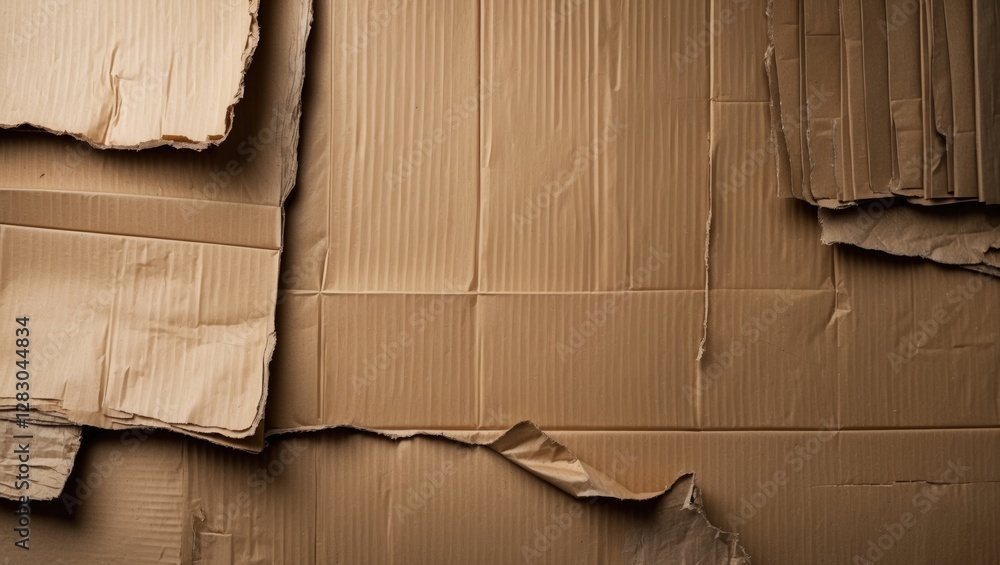 Poster textured background of brown cardboard sheets in a vintage style showcasing creases and patterns for
